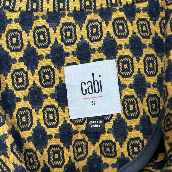 CAbi Kensington Proper Medallion Jacket Sz S VTG Knit Navy & Mustard - Picture 9 of 11